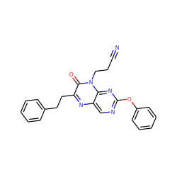 N#CCCn1c(=O)c(CCc2ccccc2)nc2cnc(Oc3ccccc3)nc21 ZINC000004238221