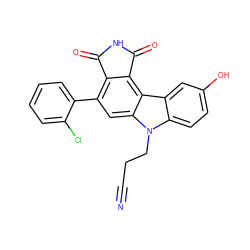 N#CCCn1c2ccc(O)cc2c2c3c(c(-c4ccccc4Cl)cc21)C(=O)NC3=O ZINC000040892884