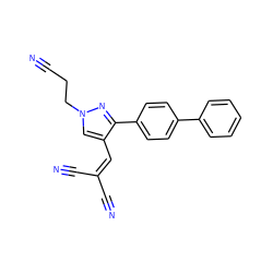 N#CCCn1cc(C=C(C#N)C#N)c(-c2ccc(-c3ccccc3)cc2)n1 ZINC000004076719