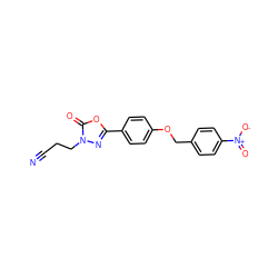 N#CCCn1nc(-c2ccc(OCc3ccc([N+](=O)[O-])cc3)cc2)oc1=O ZINC000013826705