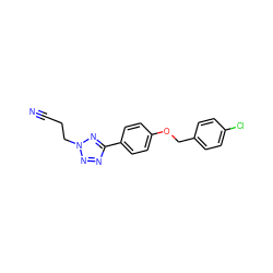 N#CCCn1nnc(-c2ccc(OCc3ccc(Cl)cc3)cc2)n1 ZINC000013744440