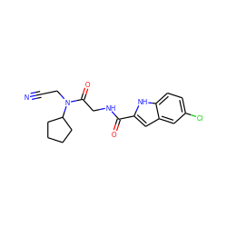 N#CCN(C(=O)CNC(=O)c1cc2cc(Cl)ccc2[nH]1)C1CCCC1 ZINC000028137258