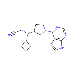 N#CCN(C1CCC1)[C@@H]1CCN(c2ncnc3[nH]ccc23)C1 ZINC000141961825