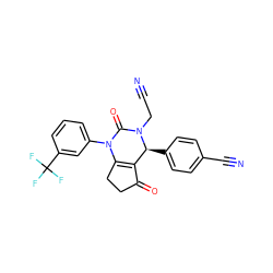 N#CCN1C(=O)N(c2cccc(C(F)(F)F)c2)C2=C(C(=O)CC2)[C@@H]1c1ccc(C#N)cc1 ZINC000224578714