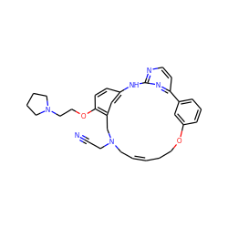 N#CCN1C/C=C/CCOc2cccc(c2)-c2ccnc(n2)Nc2ccc(OCCN3CCCC3)c(c2)C1 ZINC000082157131