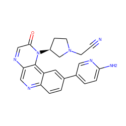 N#CCN1CC[C@H](n2c(=O)cnc3cnc4ccc(-c5ccc(N)nc5)cc4c32)C1 ZINC001772651600