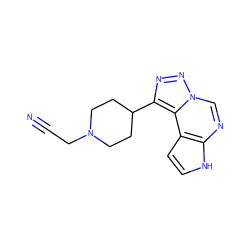 N#CCN1CCC(c2nnn3cnc4[nH]ccc4c23)CC1 ZINC001772616545