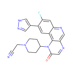 N#CCN1CCC(n2c(=O)cnc3cnc4cc(F)c(-c5cn[nH]c5)cc4c32)CC1 ZINC001772582172