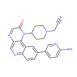 N#CCN1CCC(n2c(=O)cnc3cnc4ccc(-c5ccc(N)nc5)cc4c32)CC1 ZINC001772572839