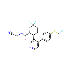 N#CCNC(=O)[C@@H]1CC(F)(F)CC[C@H]1c1cnccc1-c1ccc(SCF)cc1 ZINC000014972348