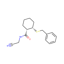 N#CCNC(=O)[C@@H]1CCCC[C@@H]1SCc1ccccc1 ZINC000028569314