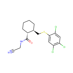 N#CCNC(=O)[C@@H]1CCCC[C@H]1CSc1cc(Cl)c(Cl)cc1Cl ZINC000013680825