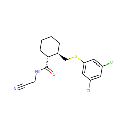 N#CCNC(=O)[C@@H]1CCCC[C@H]1CSc1cc(Cl)cc(Cl)c1 ZINC000013680816