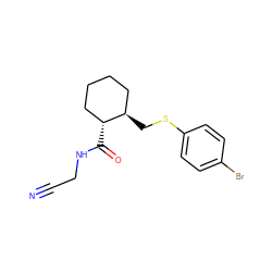 N#CCNC(=O)[C@@H]1CCCC[C@H]1CSc1ccc(Br)cc1 ZINC000013680783