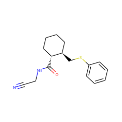 N#CCNC(=O)[C@@H]1CCCC[C@H]1CSc1ccccc1 ZINC000013680777