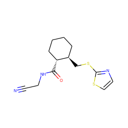 N#CCNC(=O)[C@@H]1CCCC[C@H]1CSc1nccs1 ZINC000013680838