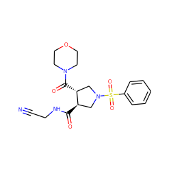 N#CCNC(=O)[C@@H]1CN(S(=O)(=O)c2ccccc2)C[C@H]1C(=O)N1CCOCC1 ZINC000103242387