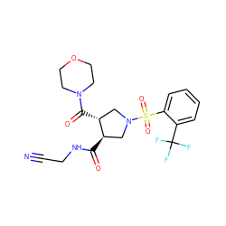 N#CCNC(=O)[C@@H]1CN(S(=O)(=O)c2ccccc2C(F)(F)F)C[C@H]1C(=O)N1CCOCC1 ZINC000103242392