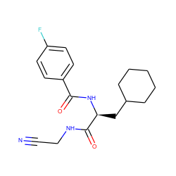 N#CCNC(=O)[C@H](CC1CCCCC1)NC(=O)c1ccc(F)cc1 ZINC000082064512
