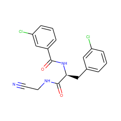 N#CCNC(=O)[C@H](Cc1cccc(Cl)c1)NC(=O)c1cccc(Cl)c1 ZINC000043060533