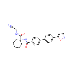 N#CCNC(=O)C1(NC(=O)c2ccc(-c3ccc(-c4ccno4)cc3)cc2)CCCCC1 ZINC000013676360