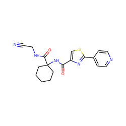 N#CCNC(=O)C1(NC(=O)c2csc(-c3ccncc3)n2)CCCCC1 ZINC000013676313