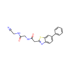 N#CCNC(=O)CNC(=O)Cc1nc2ccc(-c3ccccc3)cc2s1 ZINC000146218687