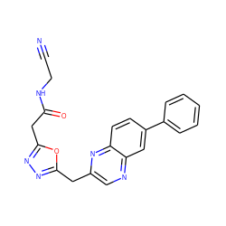 N#CCNC(=O)Cc1nnc(Cc2cnc3cc(-c4ccccc4)ccc3n2)o1 ZINC000149865359