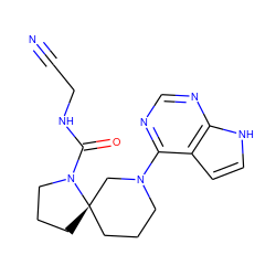 N#CCNC(=O)N1CCC[C@@]12CCCN(c1ncnc3[nH]ccc13)C2 ZINC000143879598