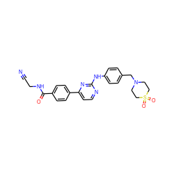 N#CCNC(=O)c1ccc(-c2ccnc(Nc3ccc(CN4CCS(=O)(=O)CC4)cc3)n2)cc1 ZINC000048998846