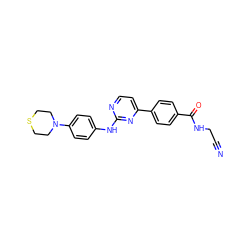 N#CCNC(=O)c1ccc(-c2ccnc(Nc3ccc(N4CCSCC4)cc3)n2)cc1 ZINC000049114606