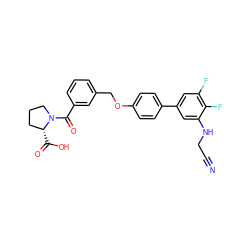 N#CCNc1cc(-c2ccc(OCc3cccc(C(=O)N4CCC[C@H]4C(=O)O)c3)cc2)cc(F)c1F ZINC000221670618