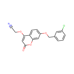 N#CCOc1cc(=O)oc2cc(OCc3cccc(Cl)c3)ccc12 ZINC000103243496