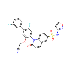 N#CCOc1cc(-c2cccc(F)c2)c(F)cc1-n1c(=O)ccc2cc(S(=O)(=O)Nc3ccon3)ccc21 ZINC001772625776