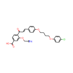 N#CCOc1cc(C(=O)O)ccc1C(=O)/C=C/c1ccc(OCCCCOc2ccc(Cl)cc2)cc1 ZINC000058538402