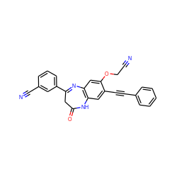 N#CCOc1cc2c(cc1C#Cc1ccccc1)NC(=O)CC(c1cccc(C#N)c1)=N2 ZINC000101096763