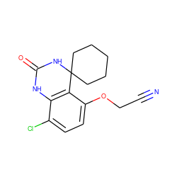 N#CCOc1ccc(Cl)c2c1C1(CCCCC1)NC(=O)N2 ZINC000028378647