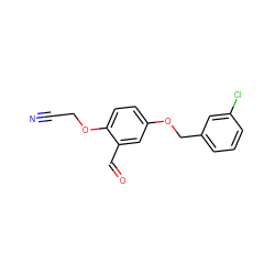 N#CCOc1ccc(OCc2cccc(Cl)c2)cc1C=O ZINC000028222553