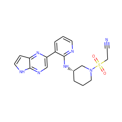 N#CCS(=O)(=O)N1CCC[C@H](Nc2ncccc2-c2cnc3[nH]ccc3n2)C1 ZINC000169204676