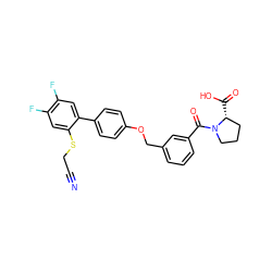 N#CCSc1cc(F)c(F)cc1-c1ccc(OCc2cccc(C(=O)N3CCC[C@H]3C(=O)O)c2)cc1 ZINC000224603027