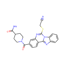 N#CCSc1nc2cc(C(=O)N3CCC(C(N)=O)CC3)ccc2c2nc3ccccc3n12 ZINC000002970635