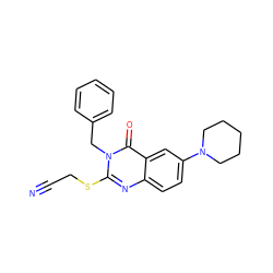 N#CCSc1nc2ccc(N3CCCCC3)cc2c(=O)n1Cc1ccccc1 ZINC000002974111