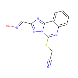 N#CCSc1nc2ccccc2c2nc(/C=N/O)nn12 ZINC000071340907