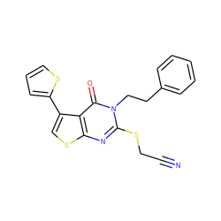 N#CCSc1nc2scc(-c3cccs3)c2c(=O)n1CCc1ccccc1 ZINC000003449980