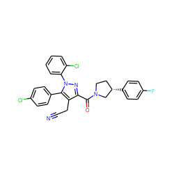 N#CCc1c(C(=O)N2CC[C@H](c3ccc(F)cc3)C2)nn(-c2ccccc2Cl)c1-c1ccc(Cl)cc1 ZINC000045336932