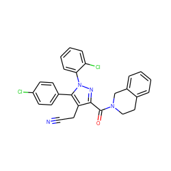 N#CCc1c(C(=O)N2CCc3ccccc3C2)nn(-c2ccccc2Cl)c1-c1ccc(Cl)cc1 ZINC000045373259