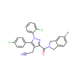 N#CCc1c(C(=O)N2Cc3ccc(Br)cc3C2)nn(-c2ccccc2Cl)c1-c1ccc(Cl)cc1 ZINC000049746431