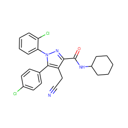 N#CCc1c(C(=O)NC2CCCCC2)nn(-c2ccccc2Cl)c1-c1ccc(Cl)cc1 ZINC000045373255