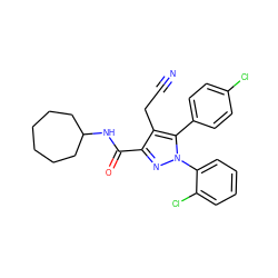 N#CCc1c(C(=O)NC2CCCCCC2)nn(-c2ccccc2Cl)c1-c1ccc(Cl)cc1 ZINC000045337618