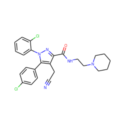 N#CCc1c(C(=O)NCCN2CCCCC2)nn(-c2ccccc2Cl)c1-c1ccc(Cl)cc1 ZINC000045337063